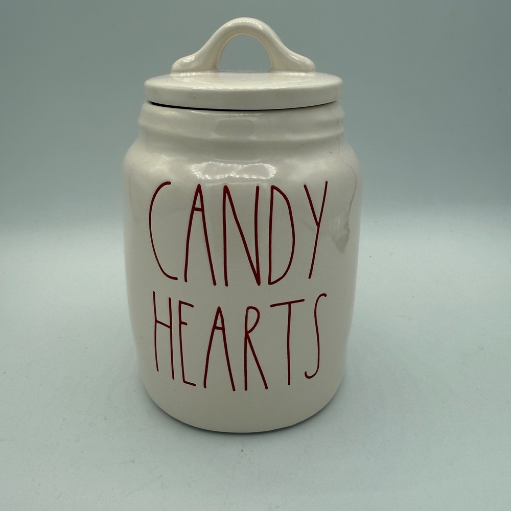 Rae‎ Dunn Candy Hearts Canister Ceramic Jar Rare Valentine's Day Decor Artisian